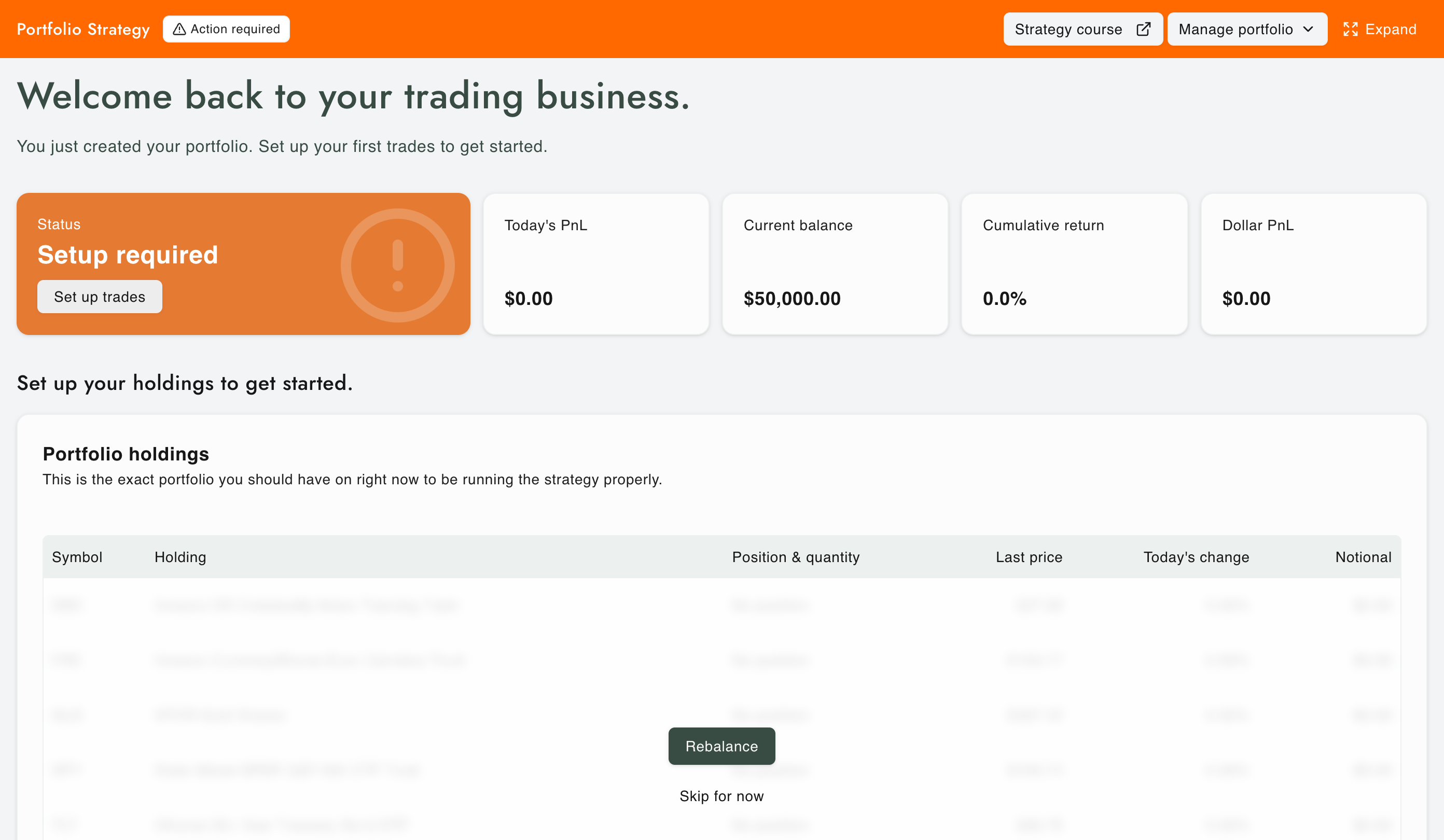Predicting Alpha strategy dashboard