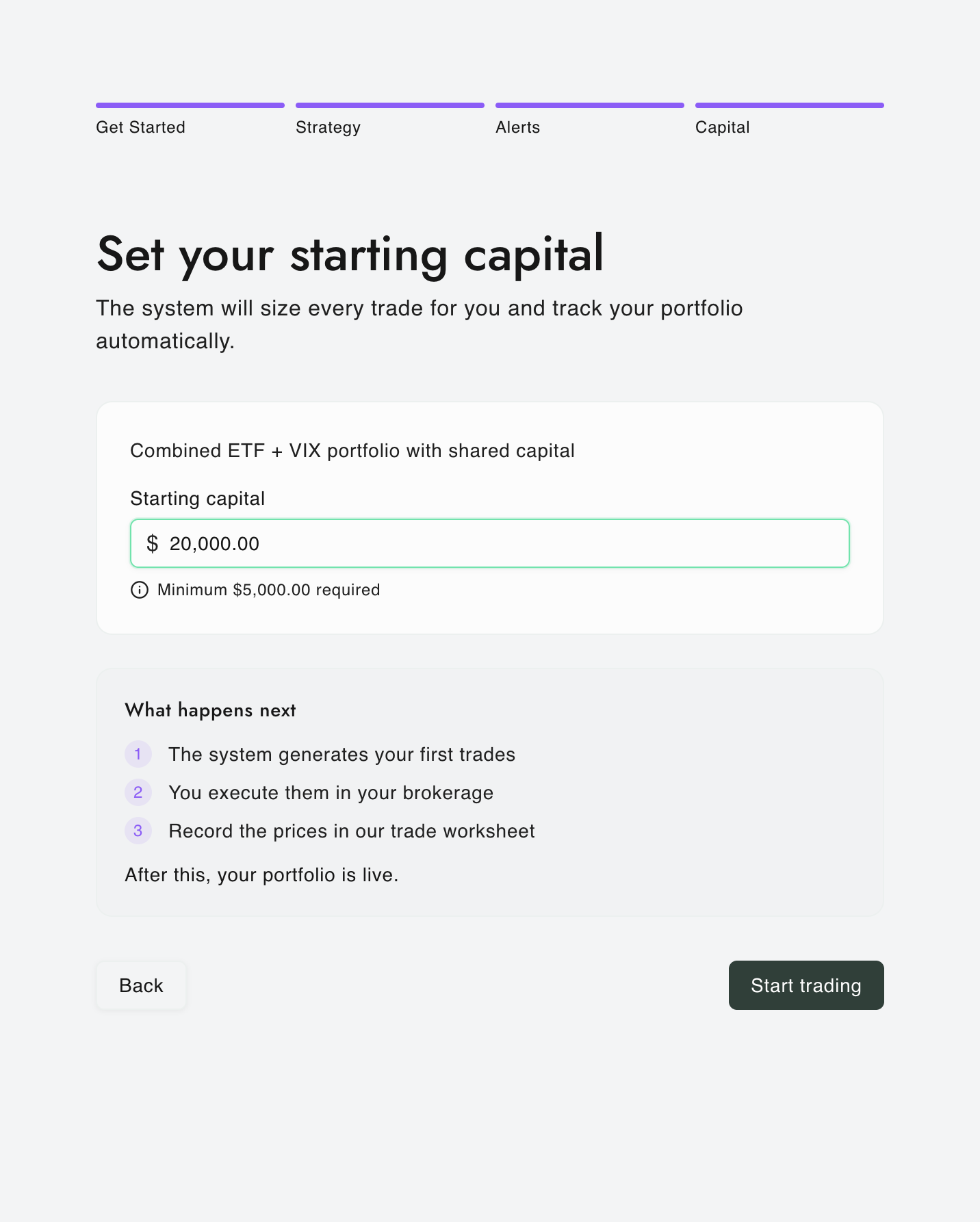 Predicting Alpha onboarding, set your capital
